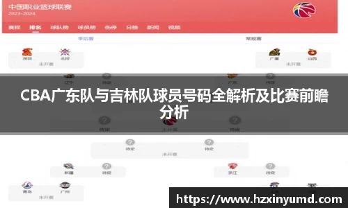 CBA广东队与吉林队球员号码全解析及比赛前瞻分析